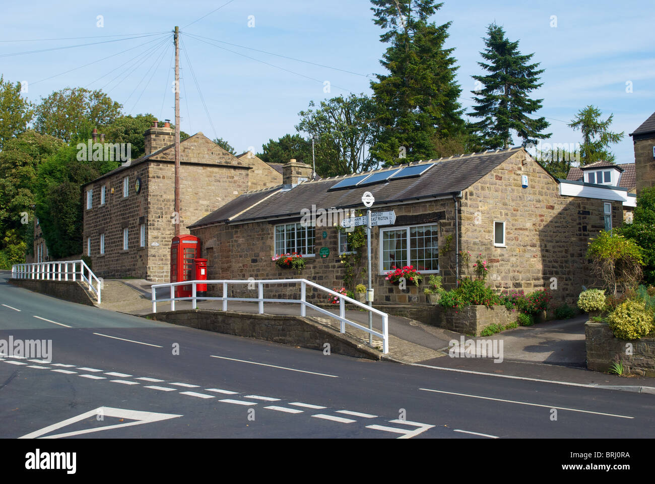 The junction of Moor Lane with Main Street marking the centre of the
