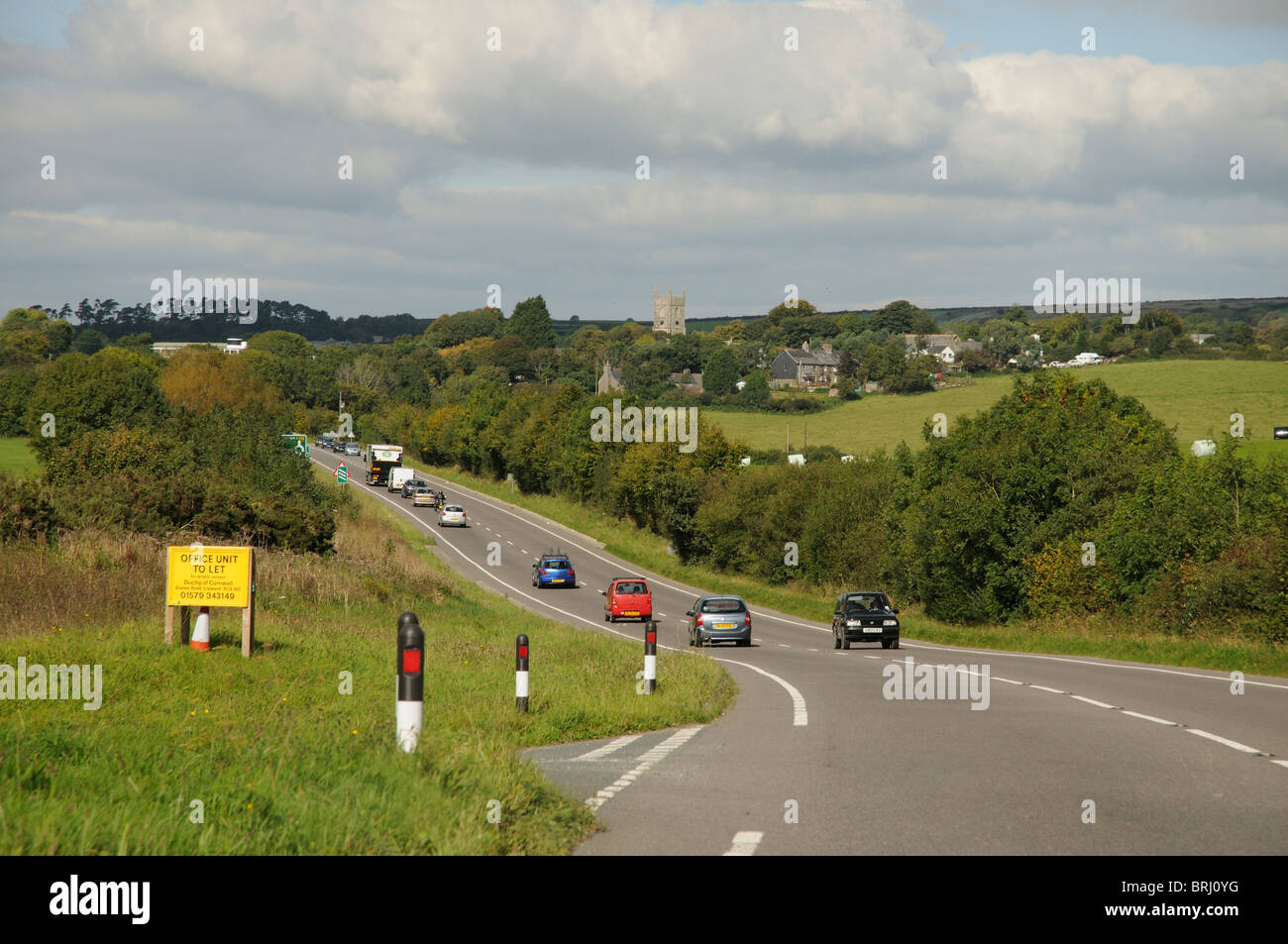 The A 388 road close to St Mellion in Cornwall England UK Stock Photo