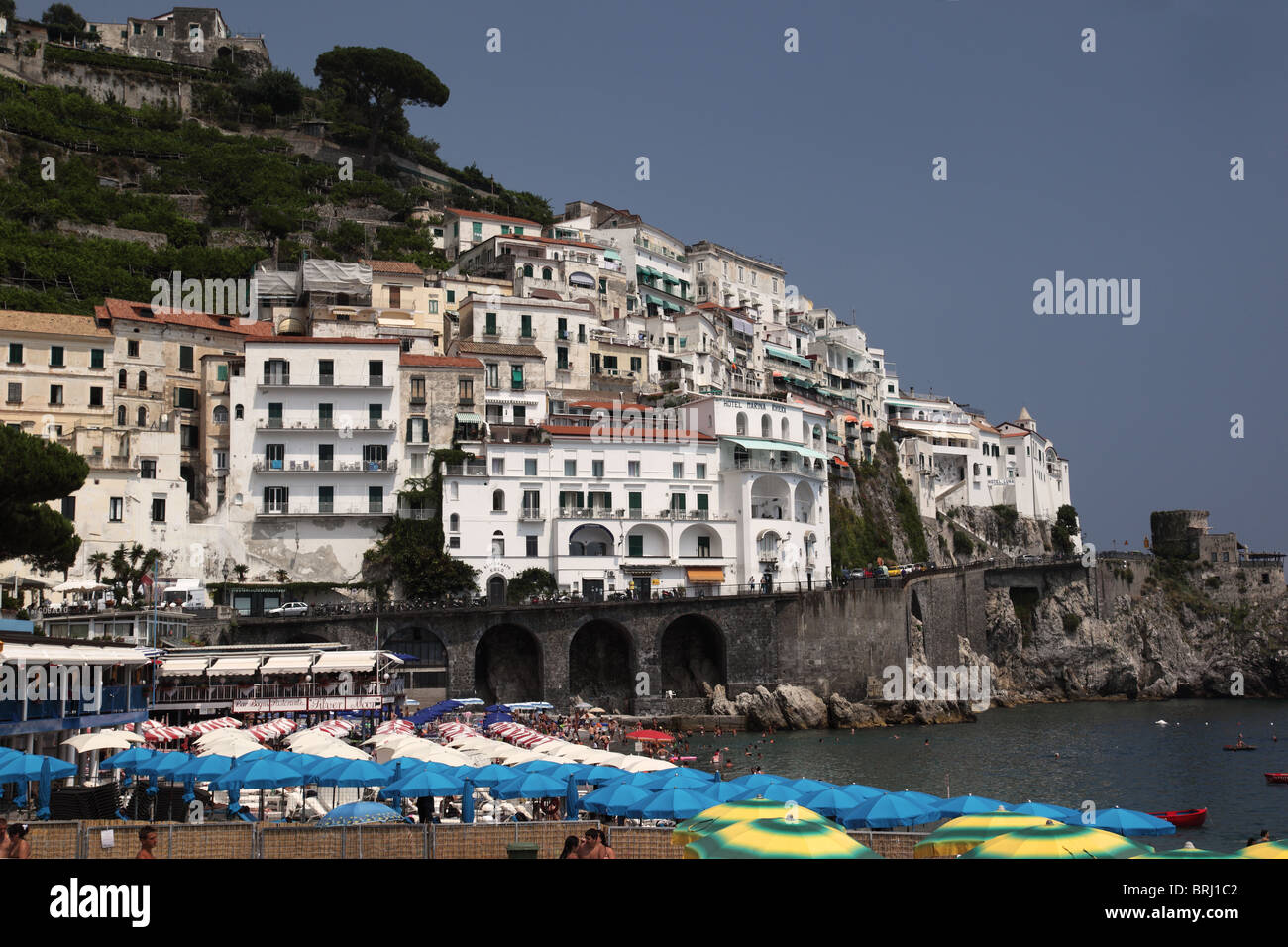 Amalfi tourist beach, Italy Stock Photo - Alamy