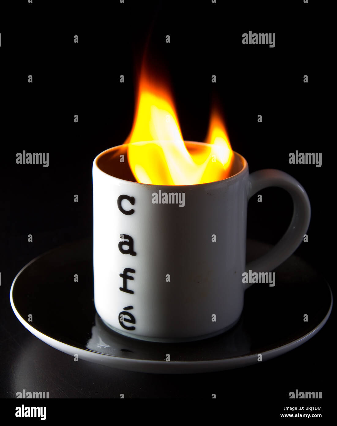 A cup of burning coffee Stock Photo Alamy