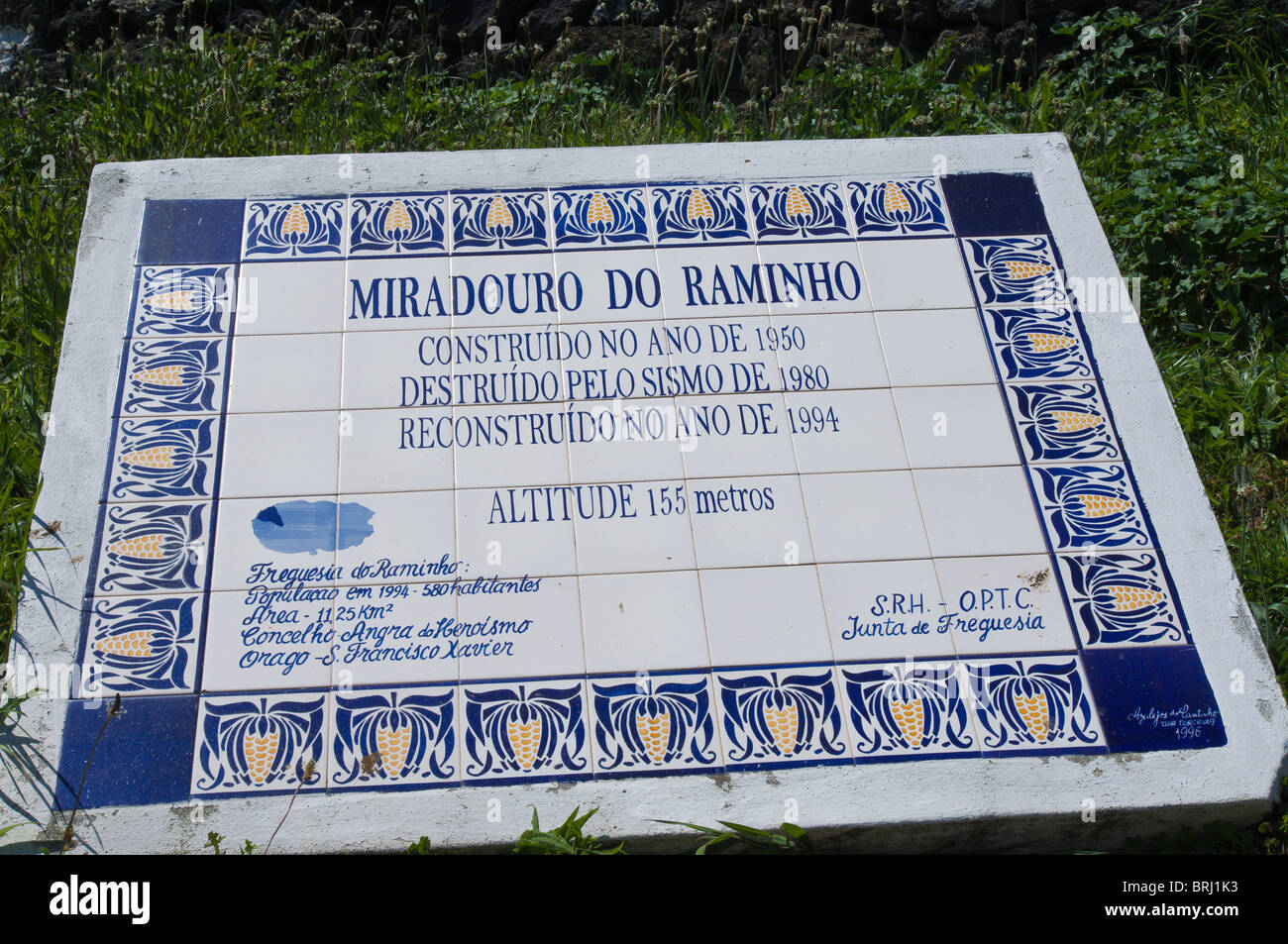 Coastline viewpoint marker landmark at Ponta do Raminho near the ...