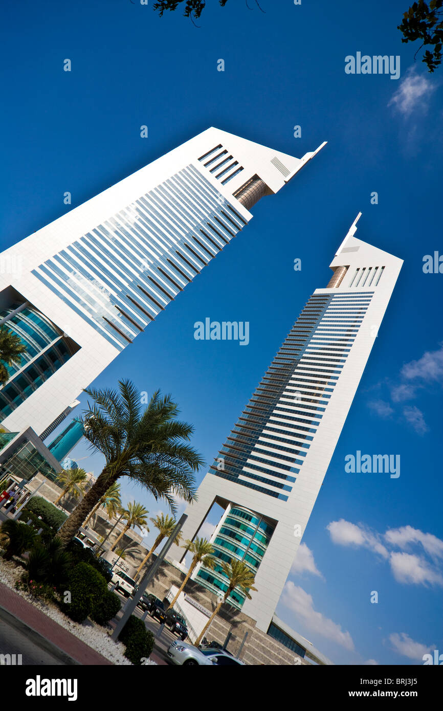The Emirates Towers on Sheikh Zayed Road in the financial centre of Dubai, United Arab Emirates, UAE Stock Photo
