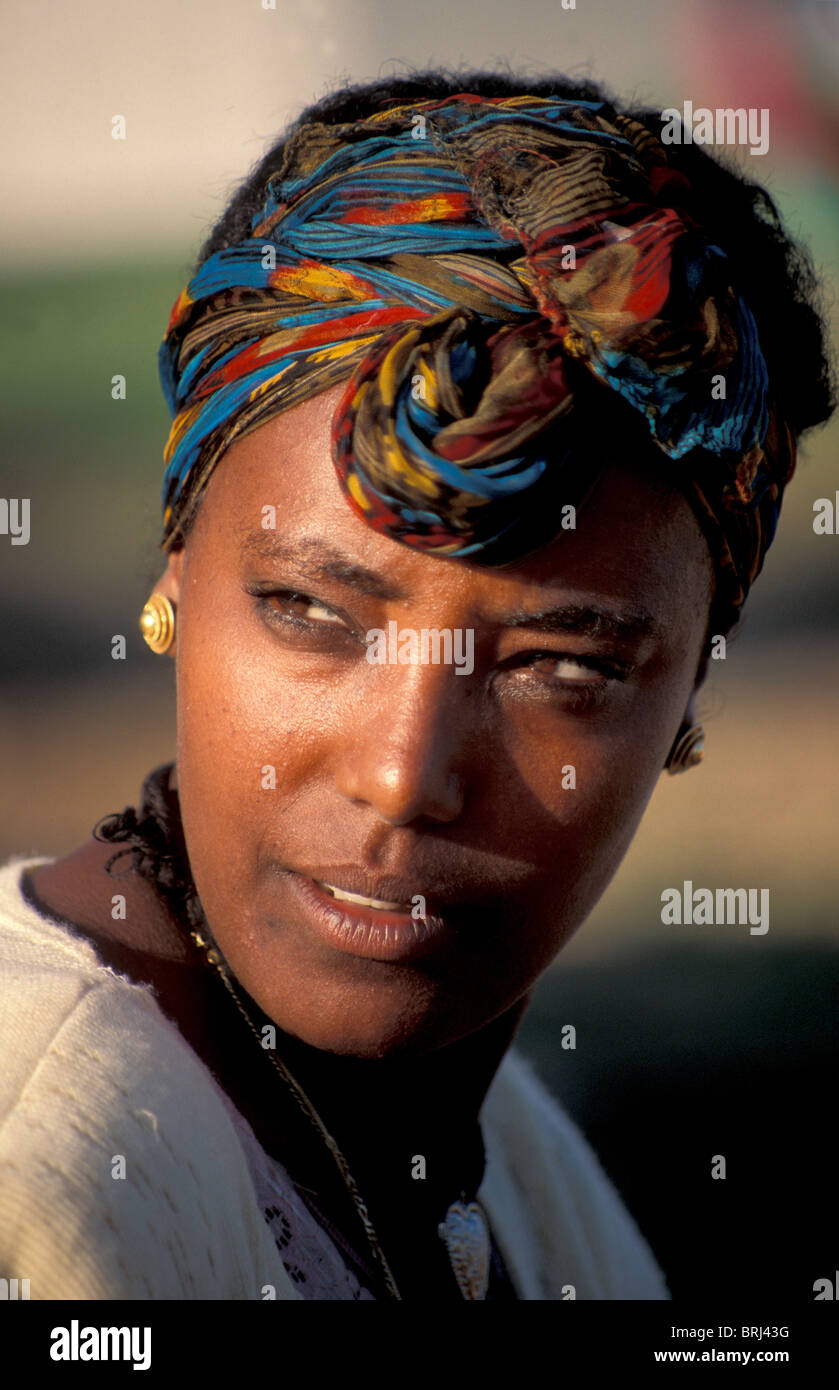 Israel, Ethiopian woman in Acco Stock Photo