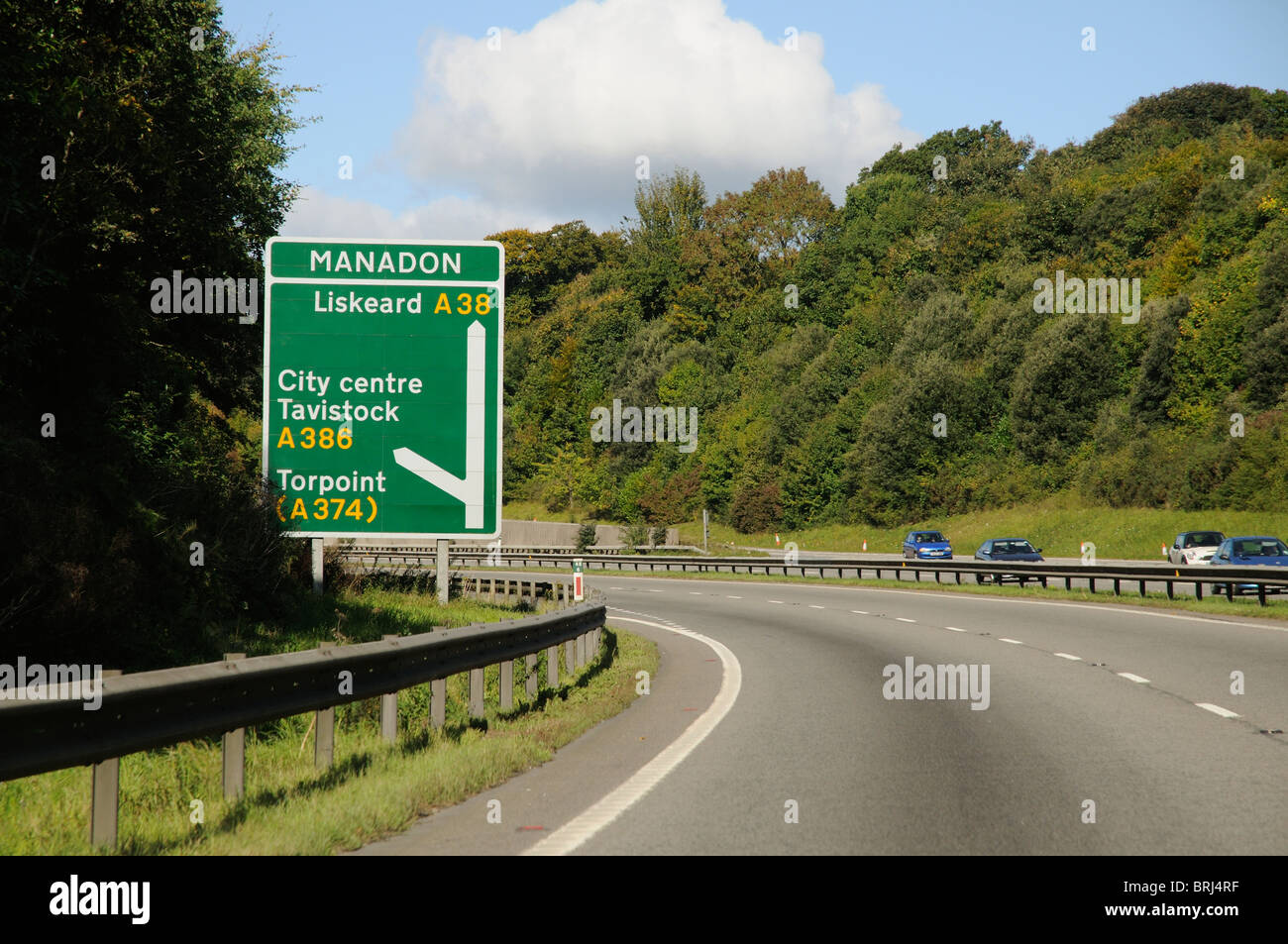 The A38 trunk road Devon Expressway as it heads around Plymouth towards Cornwall England UK Stock Photo