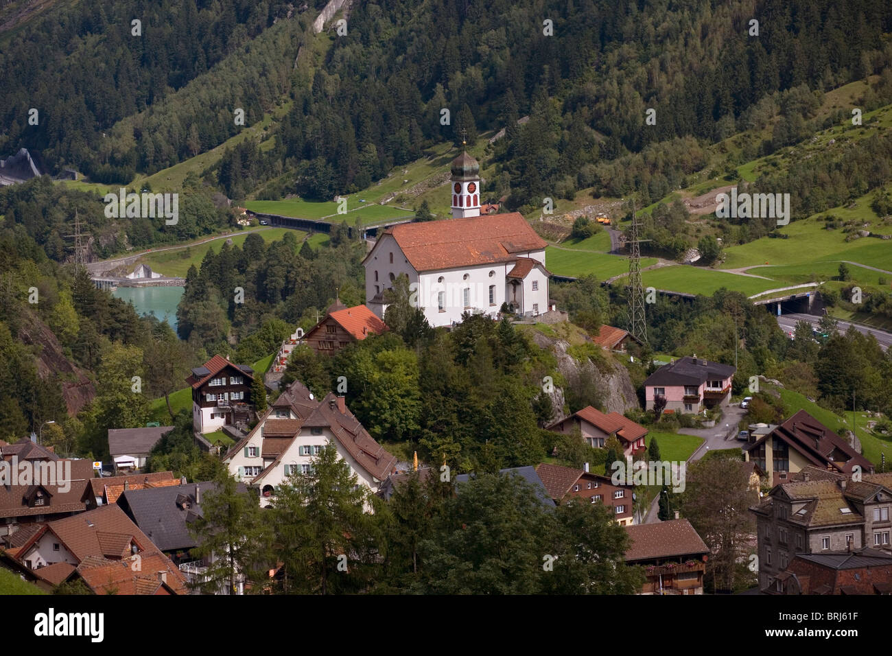 Wassen church, canton Uri, Switzerland Stock Photo