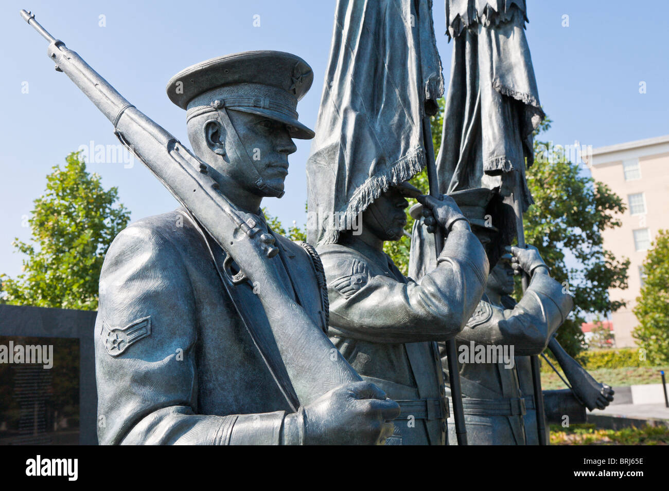 Bronze statues of the Memorial Honor Guard at the United States Air