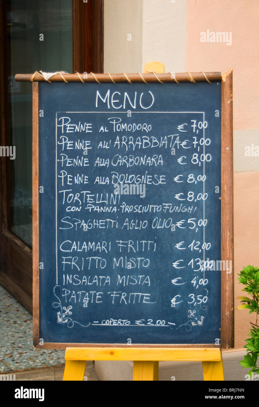 Handwritten Blackboard Menu Sign outside Italian Restaurant in Caorle ...