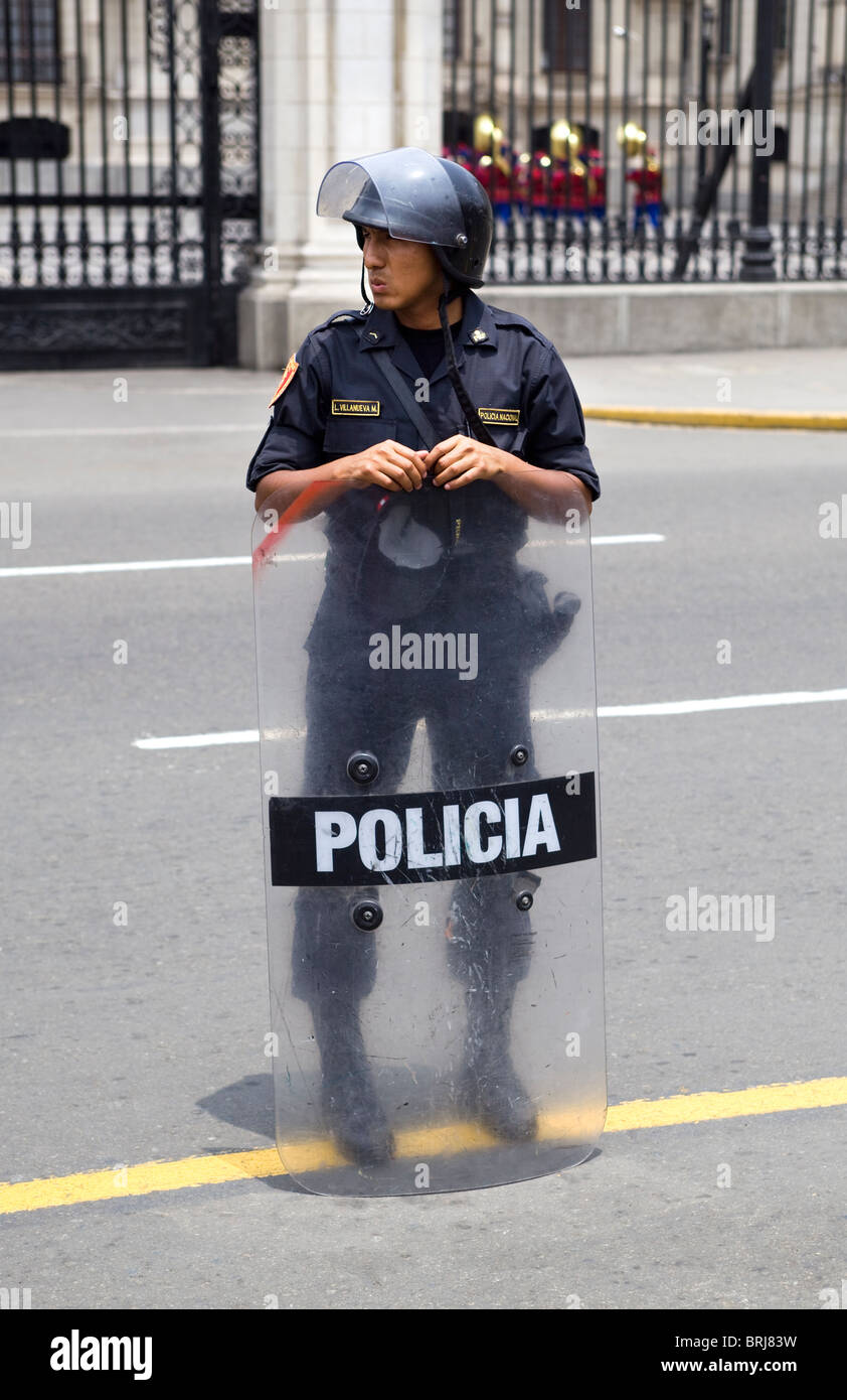 Police Officer Lima Peru Stock Photo