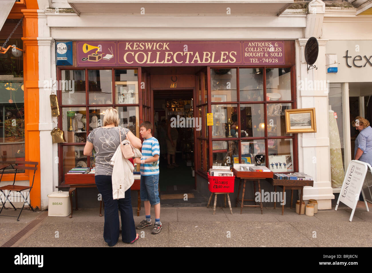 Keswick Collectables antique shop store at Keswick , Cumbria , England
