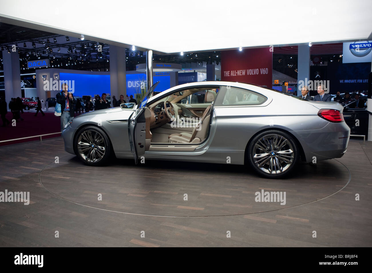 Paris, France, Paris Car Show, BMW, 6 Series, Side, on display in Showroom,  electric cars Stock Photo - Alamy