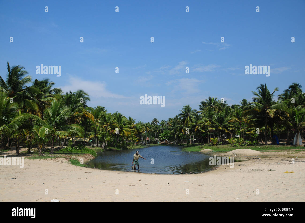 South Indian Beaches and Backwaters in Kerala State Stock Photo