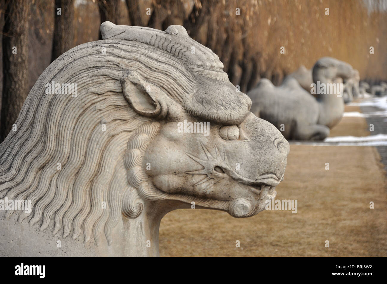 Xiezhi statue on the spirit way to the Ming Tombs in Beijing China Stock Photo