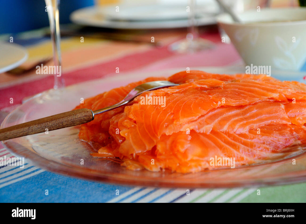 Salmon cured in salt and sugar Stock Photo Alamy
