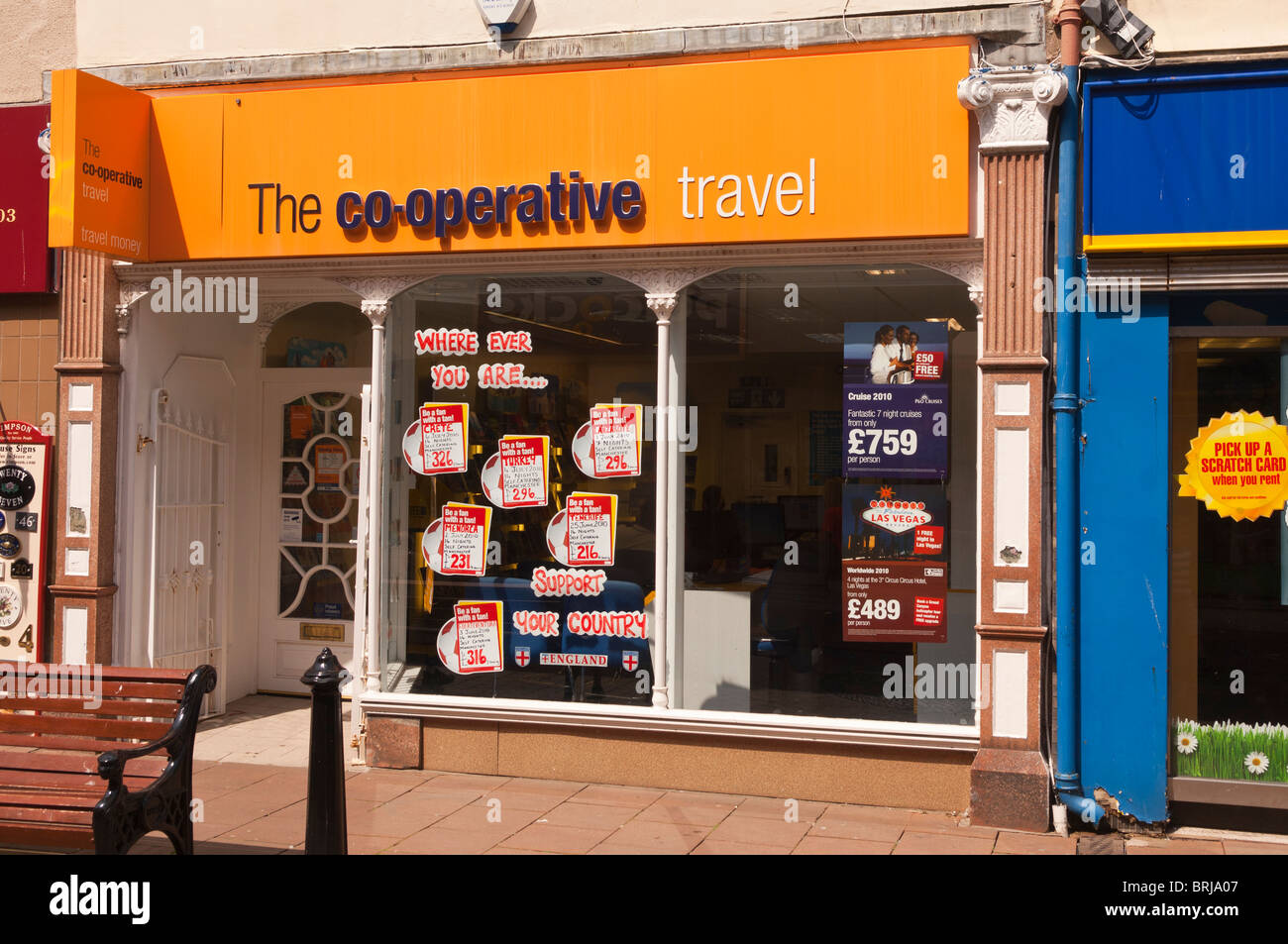 The Co-Operative travel agent shop store at Whitehaven , Cumbria , England , Great britain , Uk Stock Photo