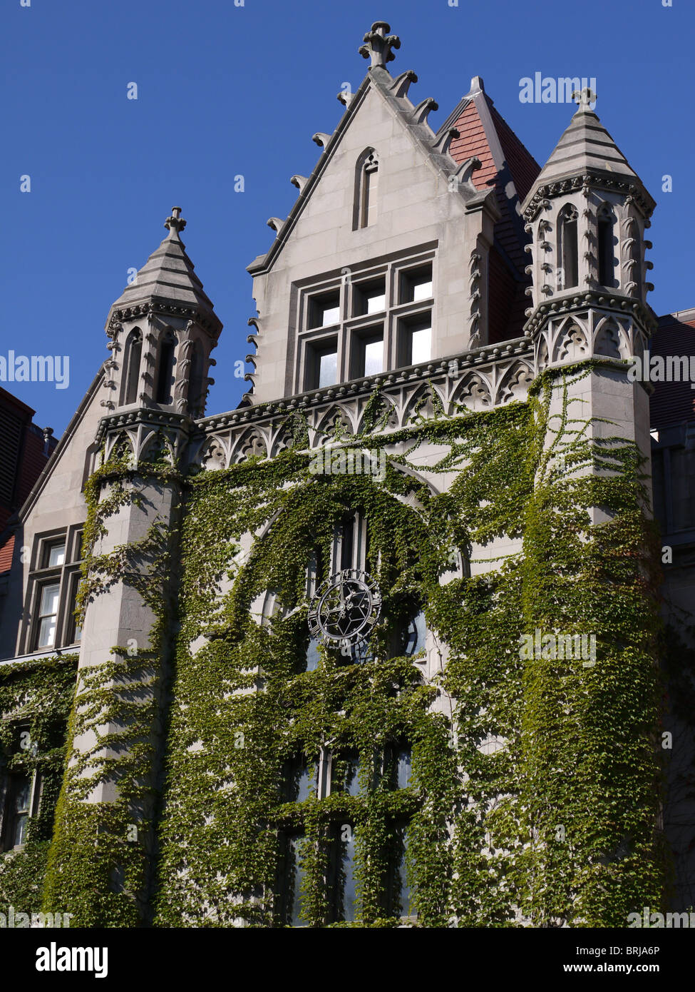 University of Chicago Gothic Building Exterior Stock Photo