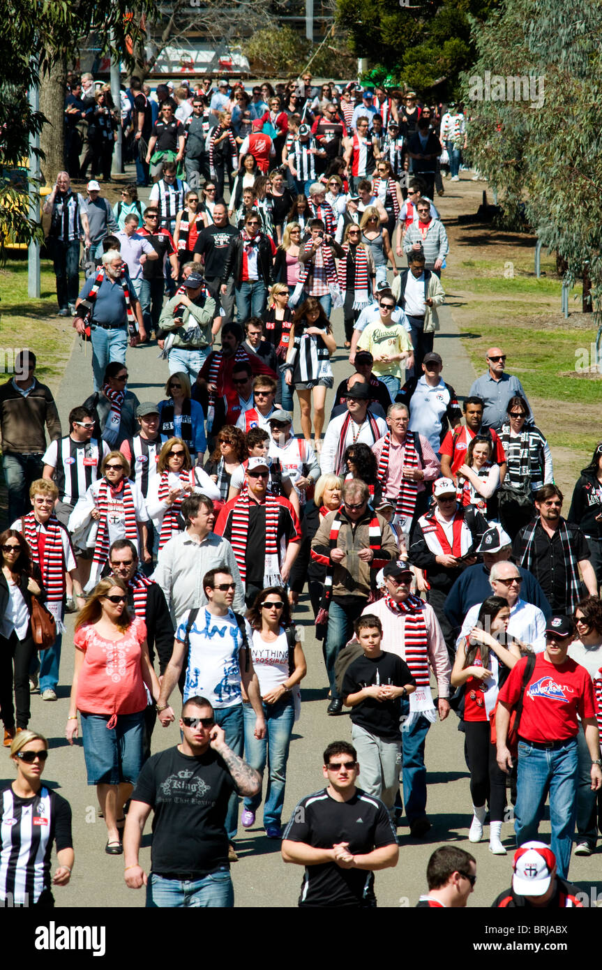 AFL Grand Final supporters, Melbourne, Victoria, Australia Stock Photo