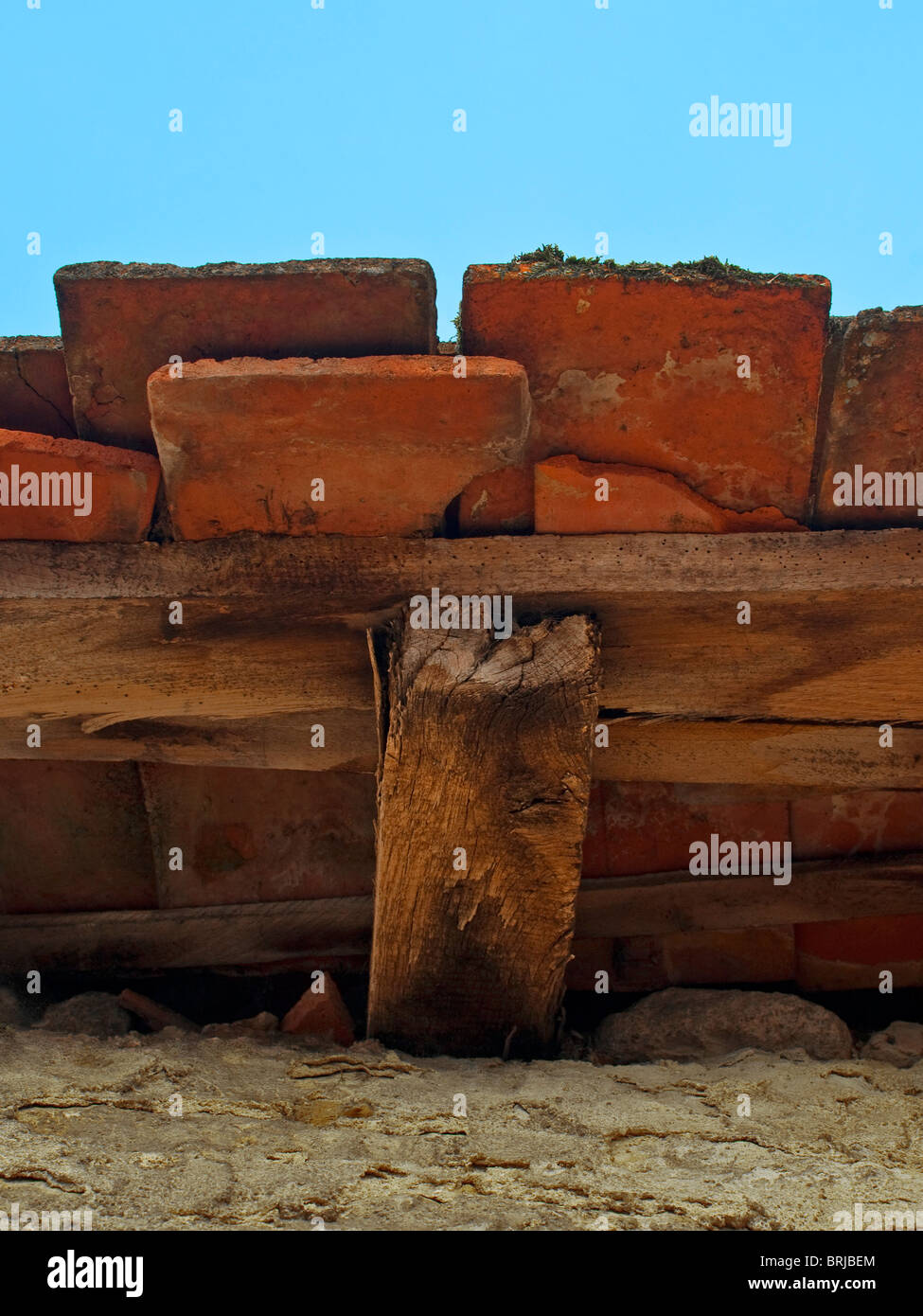 Underside of old tiled roof overhang France Stock Photo Alamy