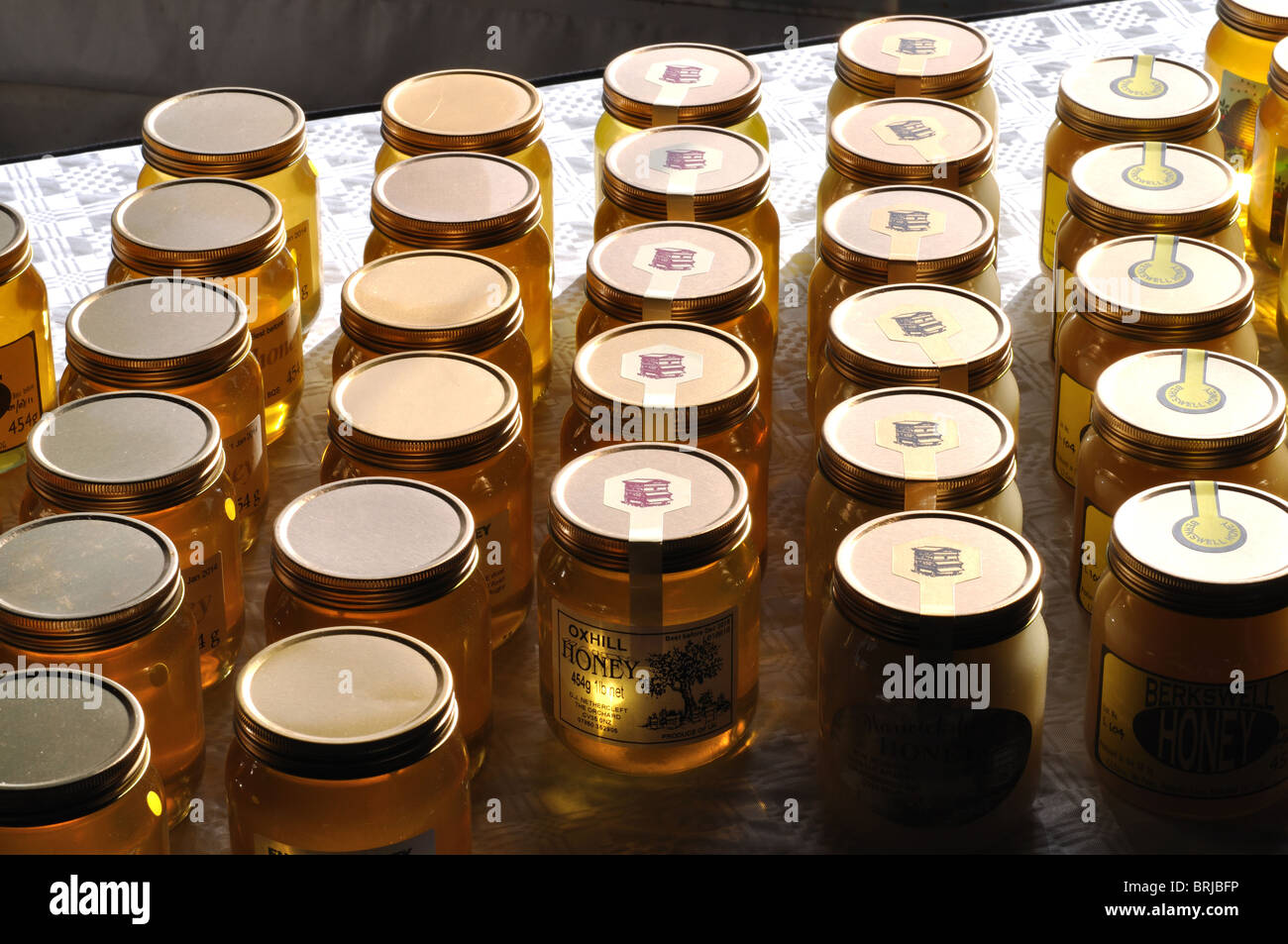 Jars of honey Stock Photo Alamy
