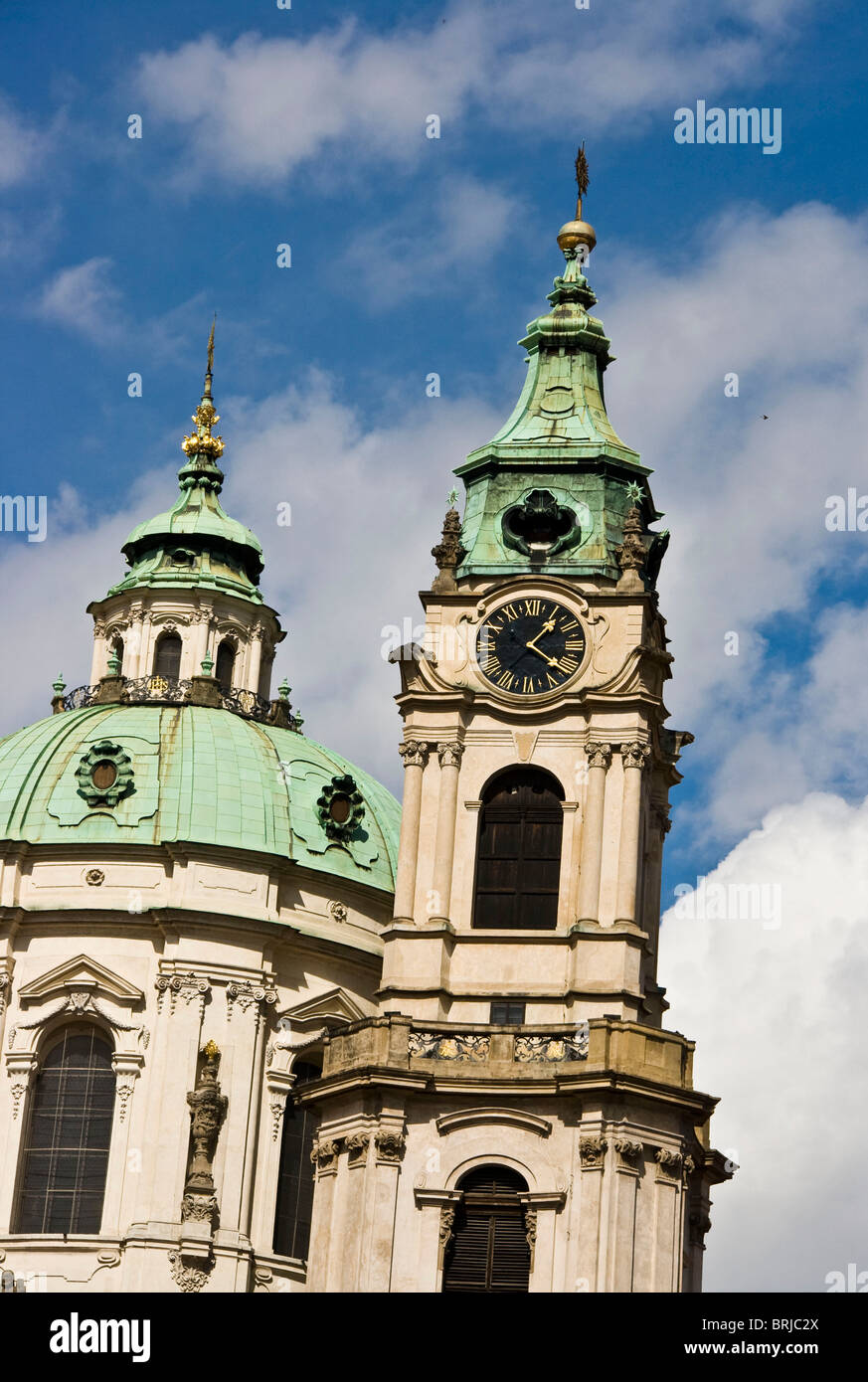 Cupola and tower of Baroque Church of St Nicholas Mala Strana Prague Czech Republic eastern Europe Stock Photo