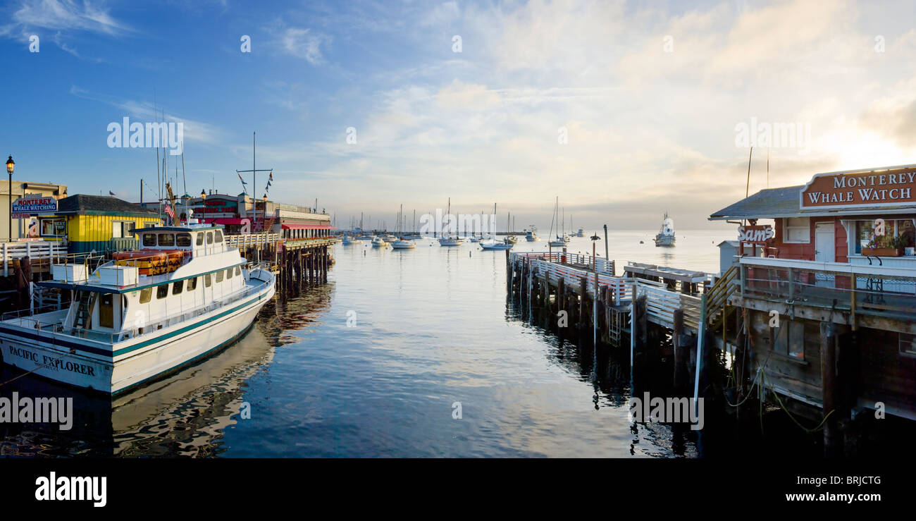 Panorama of the Old Fisherman's Wharf, Monterey Stock Photo