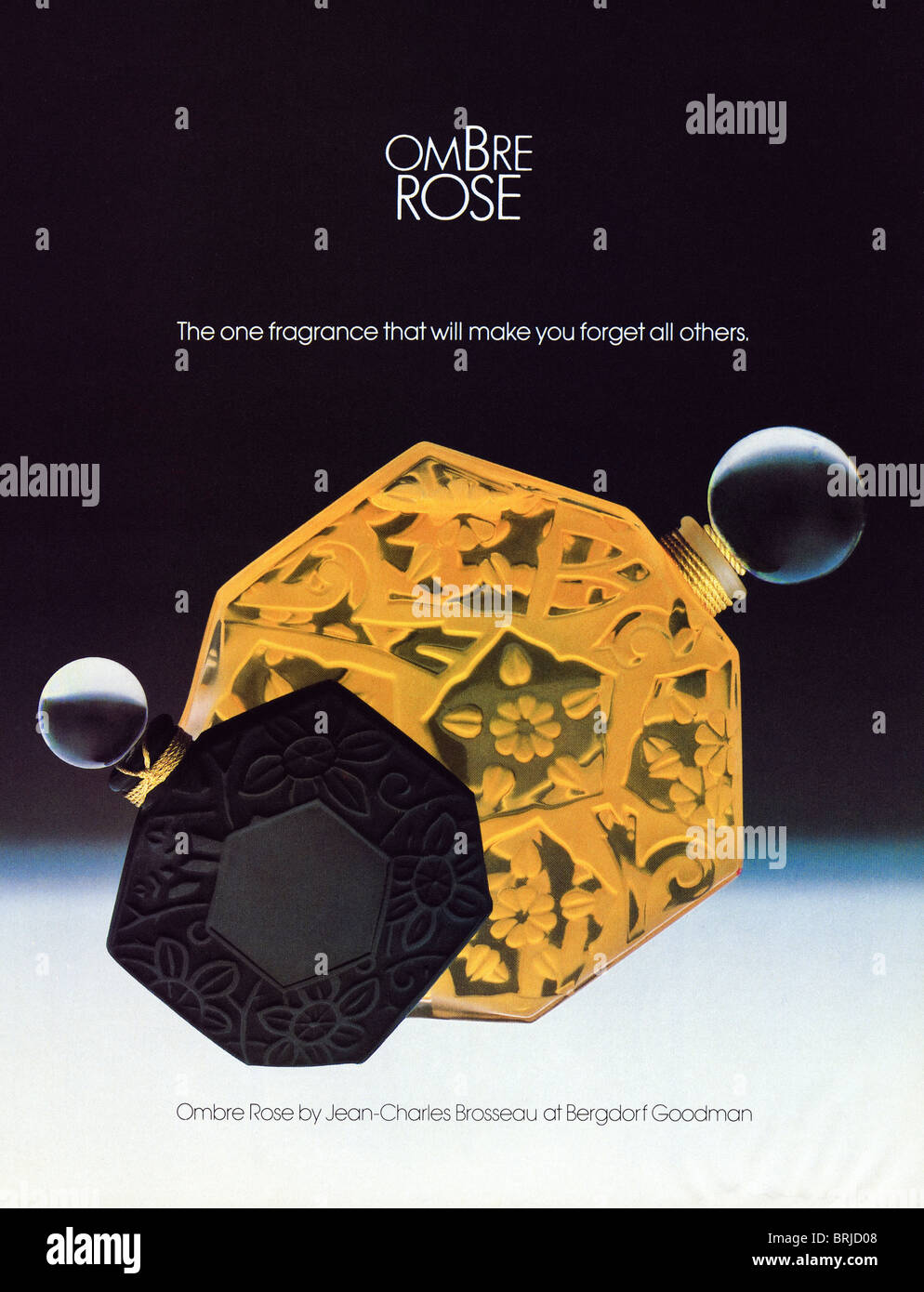 Colour advert for Ombre Rose perfume in American fashion magazine circa 1983 Stock Photo