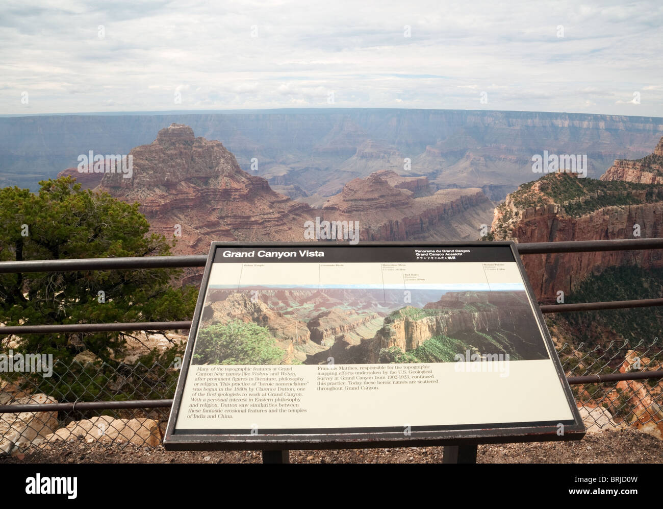 Information sign at Cape Royal, Grand canyon National Park, North Rim, Arizona USA Stock Photo