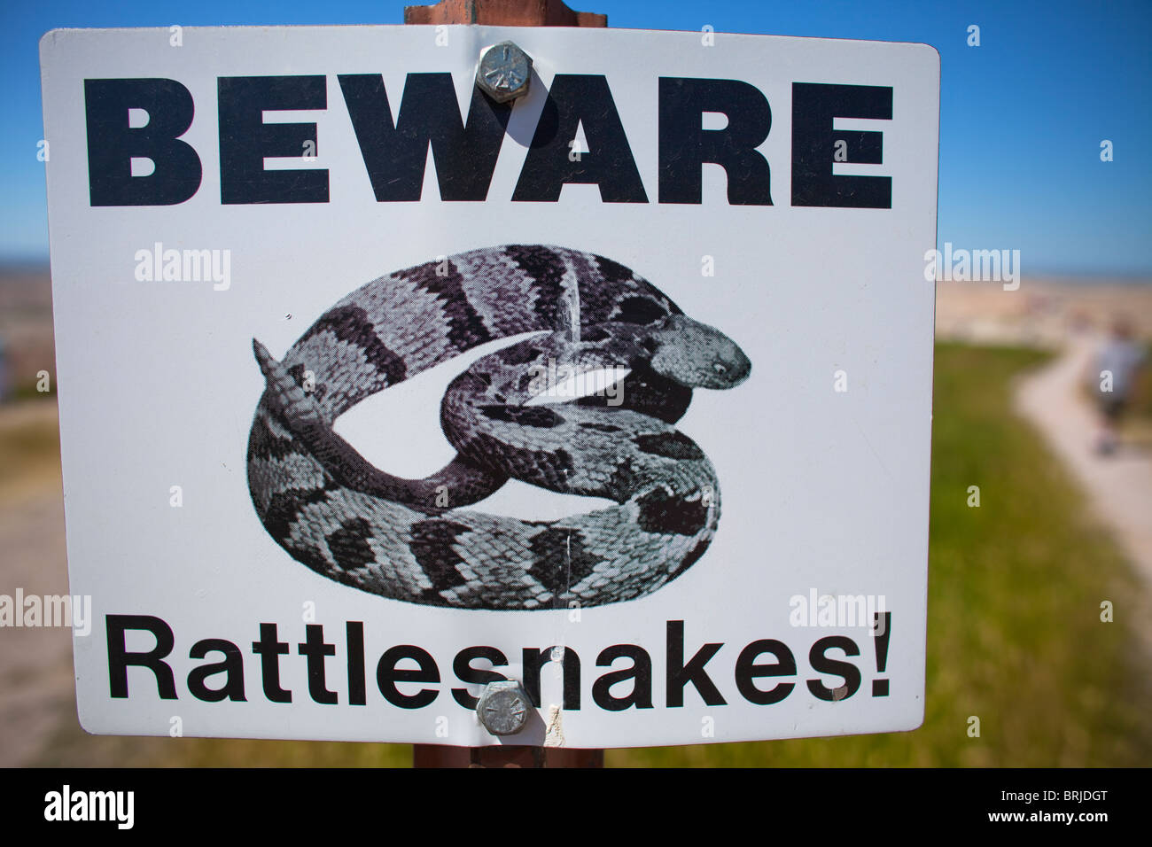 Warning Beware of Rattlesnakes 9 x 6 Metal Sign 