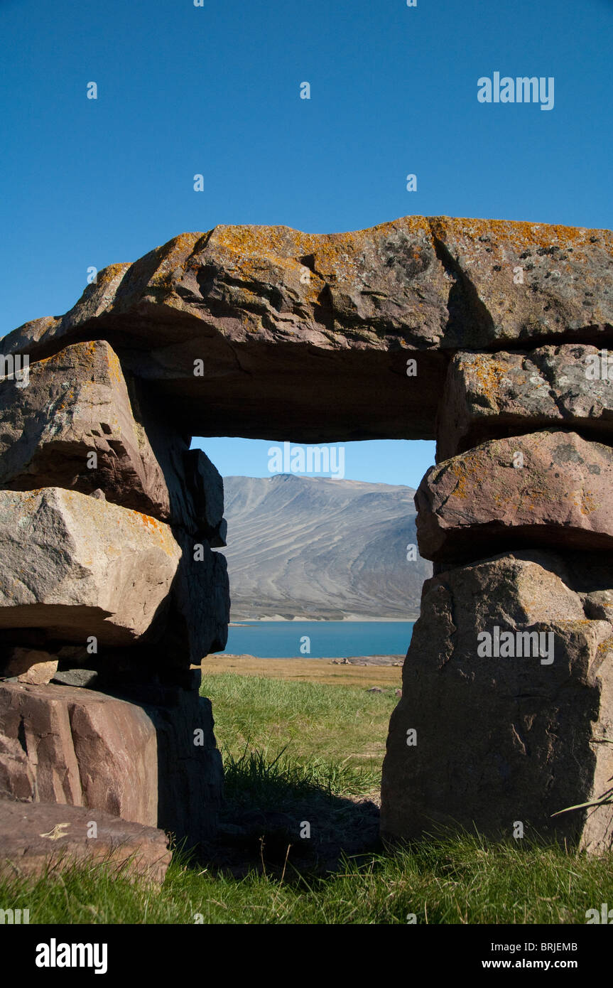 Greenland, Igaliku (aka Igaliko). Ruins of Gardar. Stock Photo
