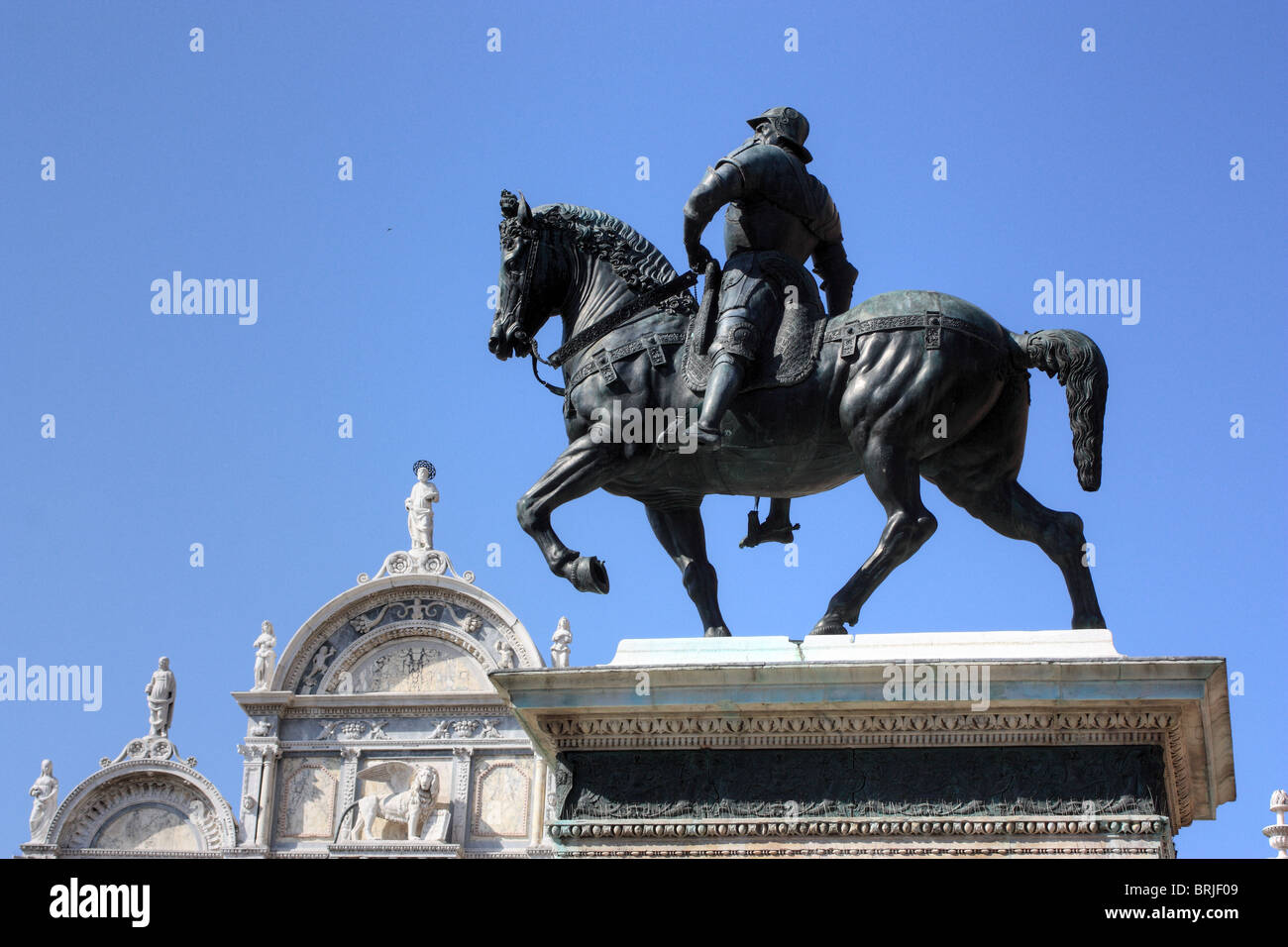 Equestrian monument to Bartolomeo Colleoni, Venice, Italy Stock Photo