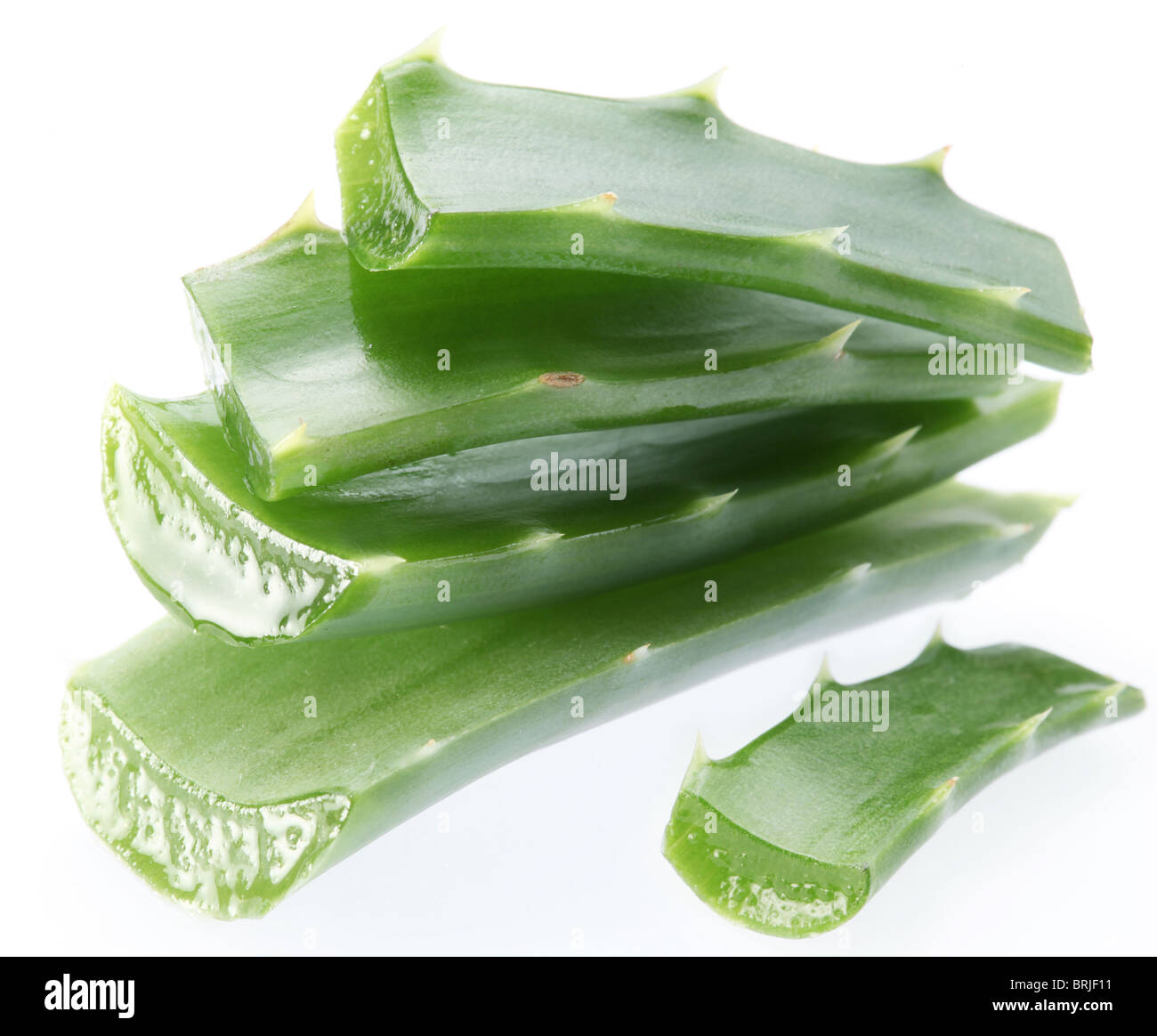 Pieces Of Aloe Vera Isolated On A White Background Stock Photo Alamy