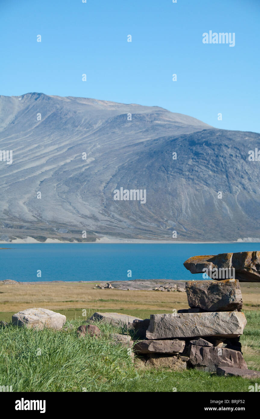 Greenland, Igaliku (aka Igaliko). Ruins of Gardar. Stock Photo
