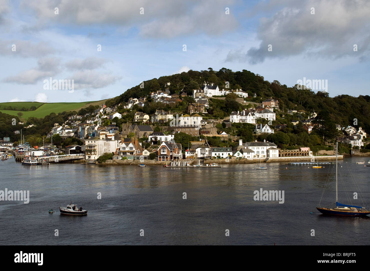 River Dart at Kingswear, Dartmouth, Harbour, Devon,Kingswear is a village and civil parish in the South Hams area of  England Stock Photo