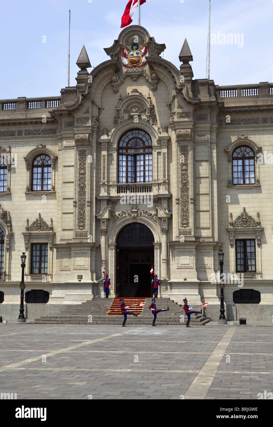 Palacio de Gobierno (Government Palace) Plaza de Armas Lima Peru Stock Photo