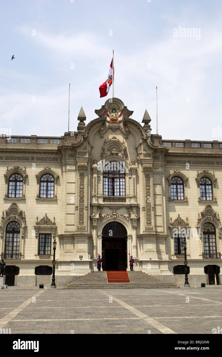 Palacio de Gobierno (Government Palace) Plaza de Armas Lima Peru Stock Photo