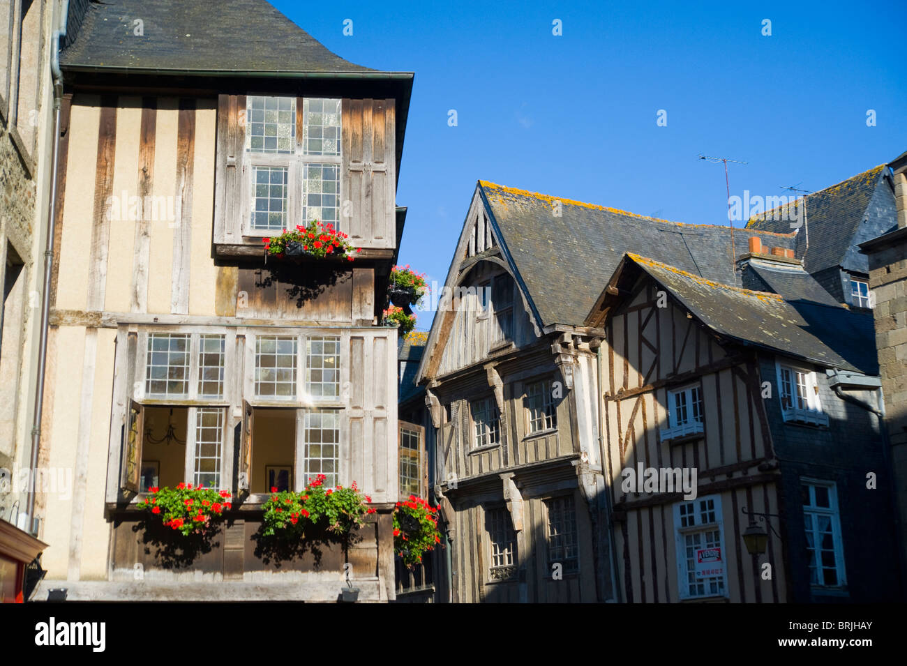Buildings, Dinan, Brittany, France Stock Photo