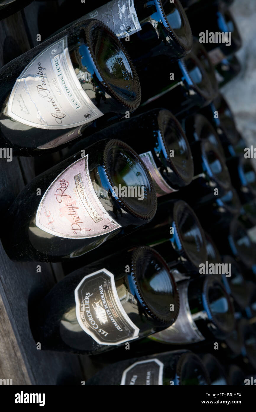 Champagne Bottles, Saint Emilion, Aquitaine, France Stock Photo