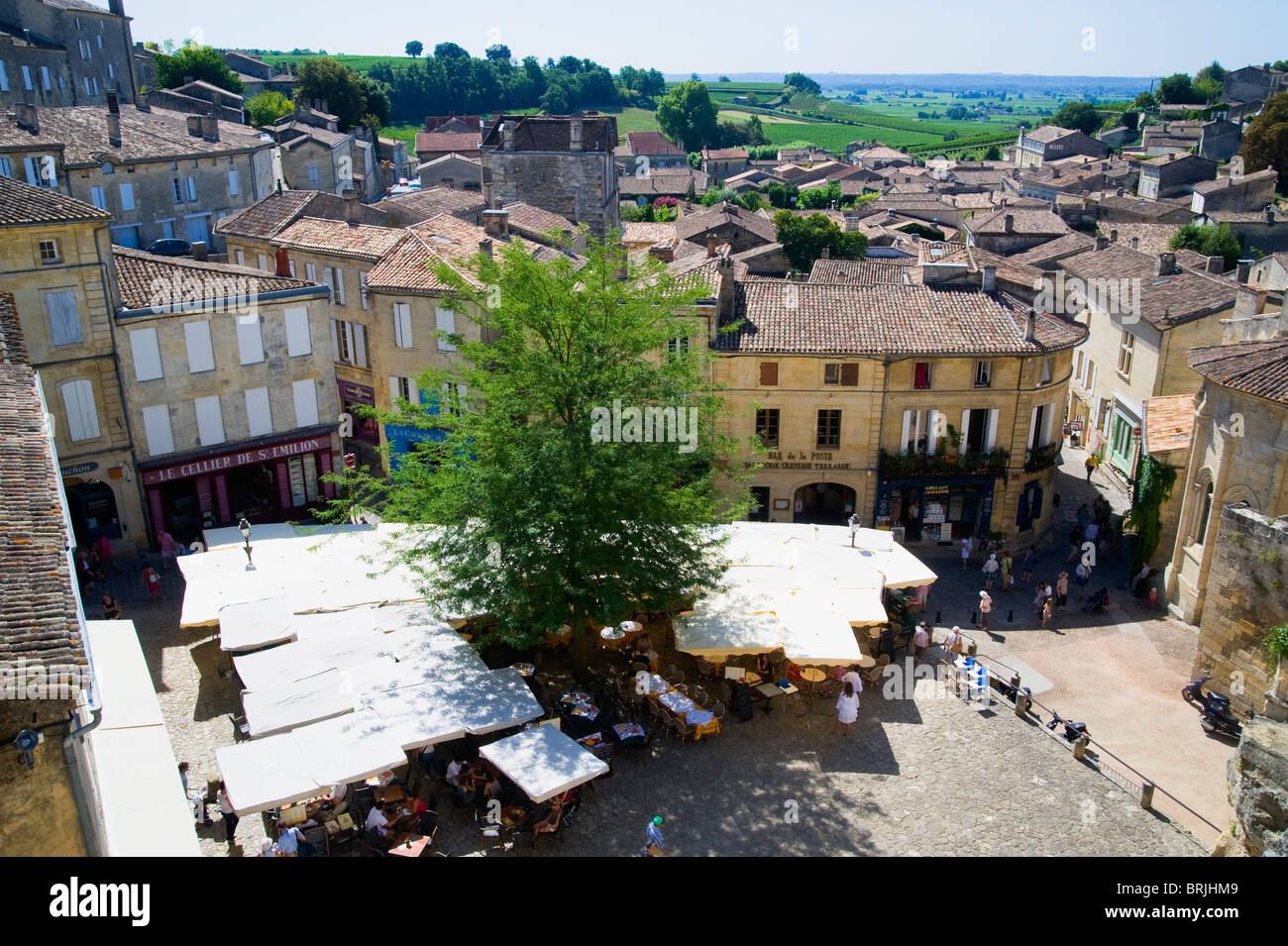 Town Square, Saint Emilion, Aquitaine, France Stock Photo
