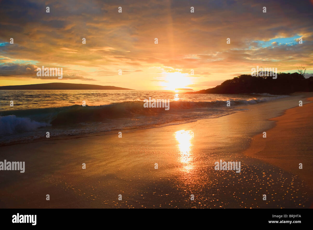 sunset at makena beach on maui Stock Photo - Alamy