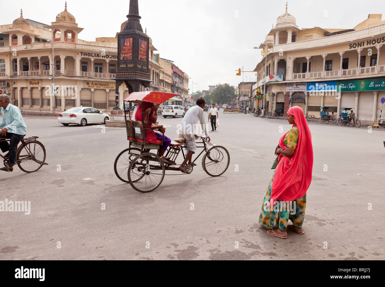 Main street of Varanasi in India Stock Photo