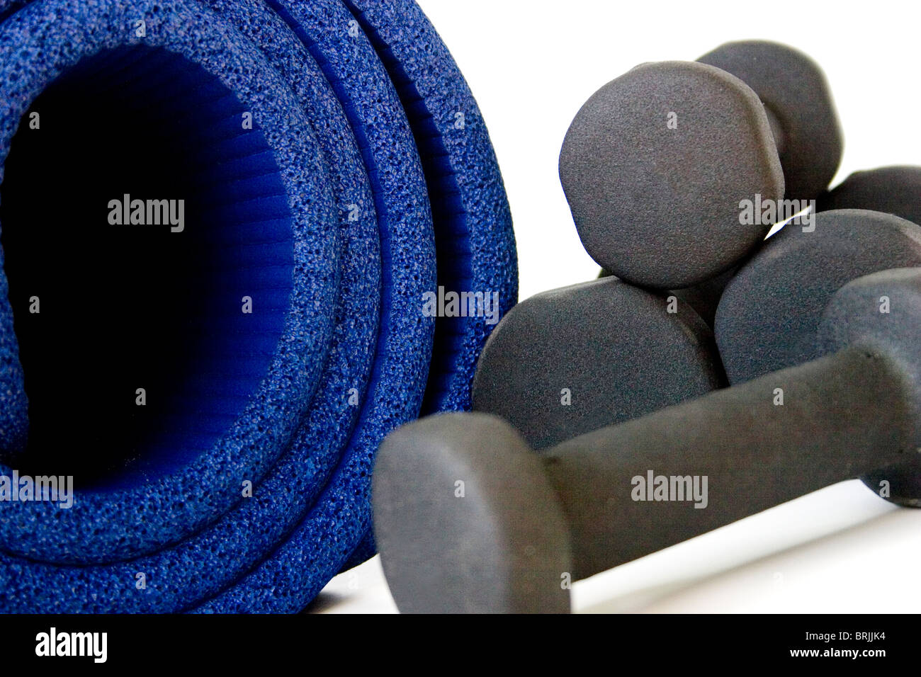 Yoga Mat And Weights Stock Photo 31757240 Alamy