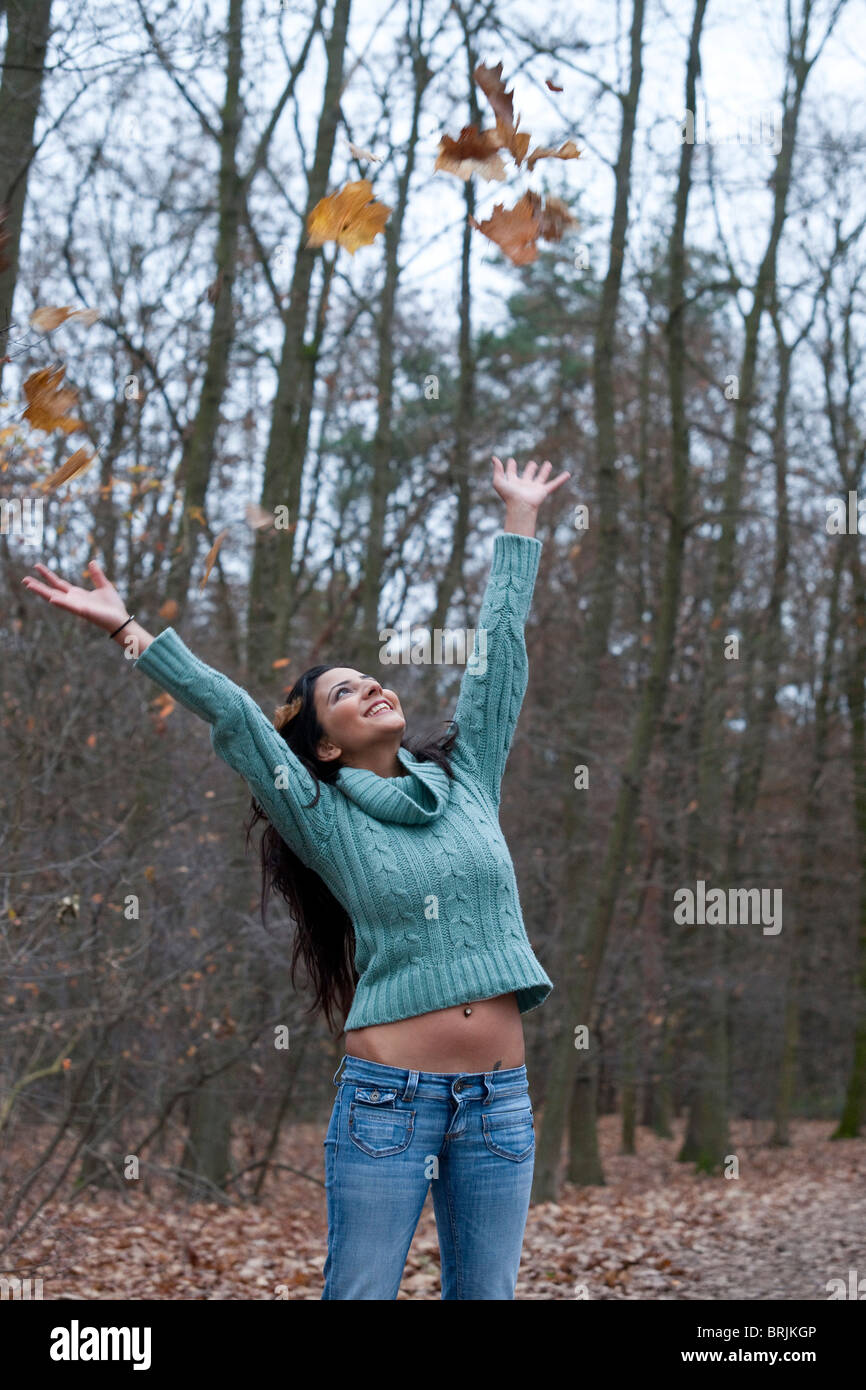 Old woman happy arms in air hi-res stock photography and images - Alamy