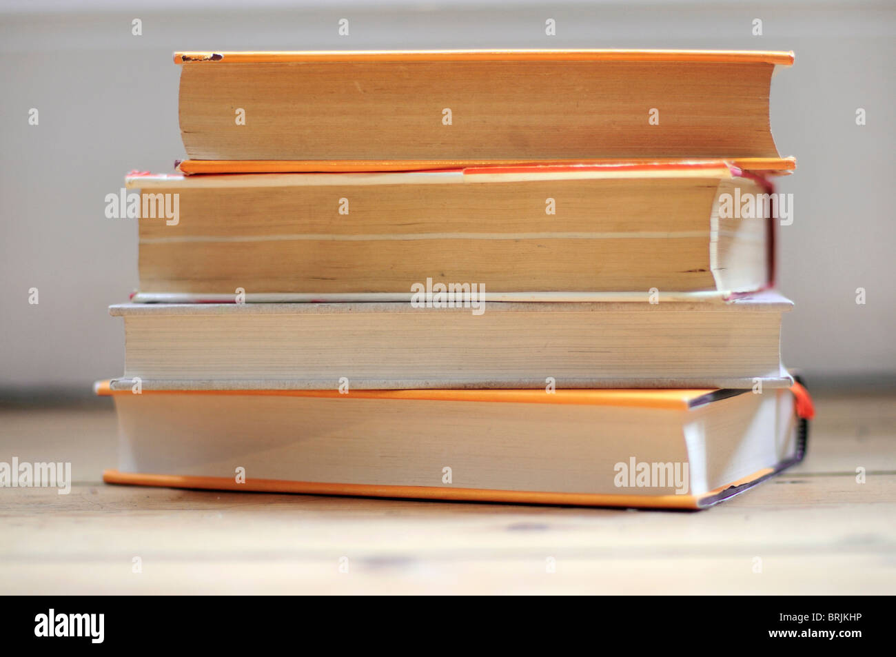 Stacked books, close-up Stock Photo