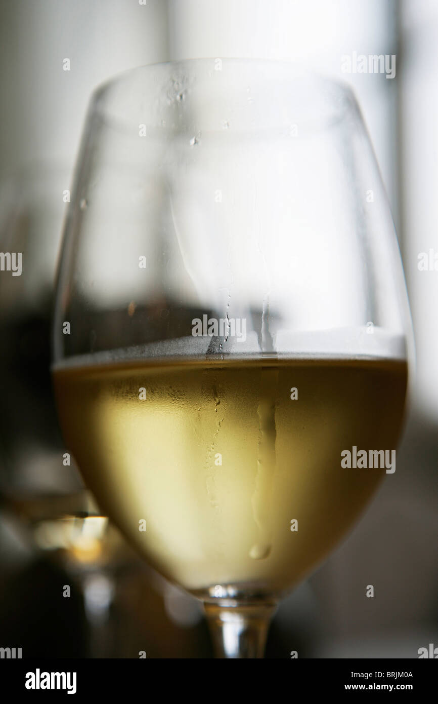Glass of chilled white wine Stock Photo