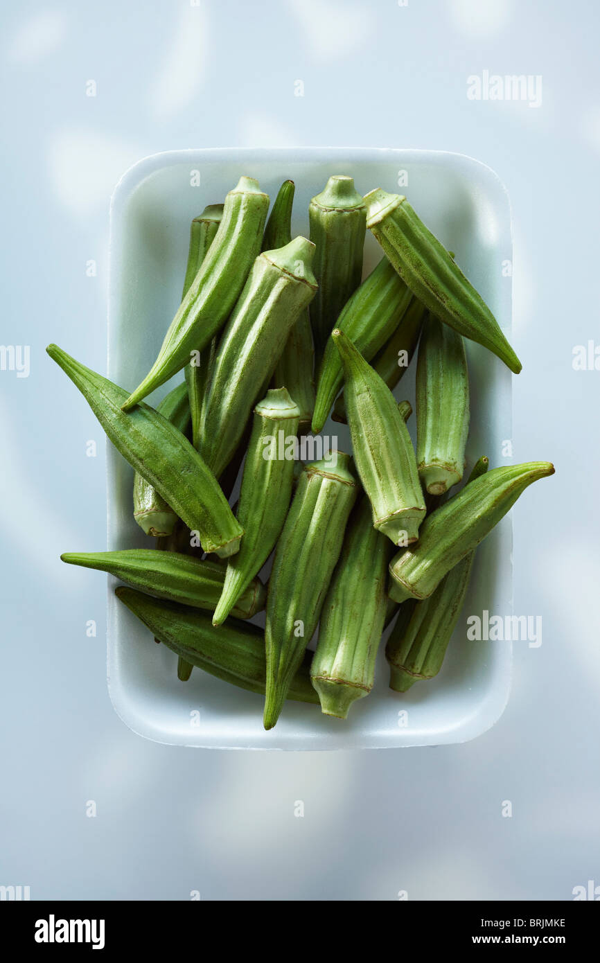 Raw Whole Okra in a Styrofoam Container Stock Photo Alamy