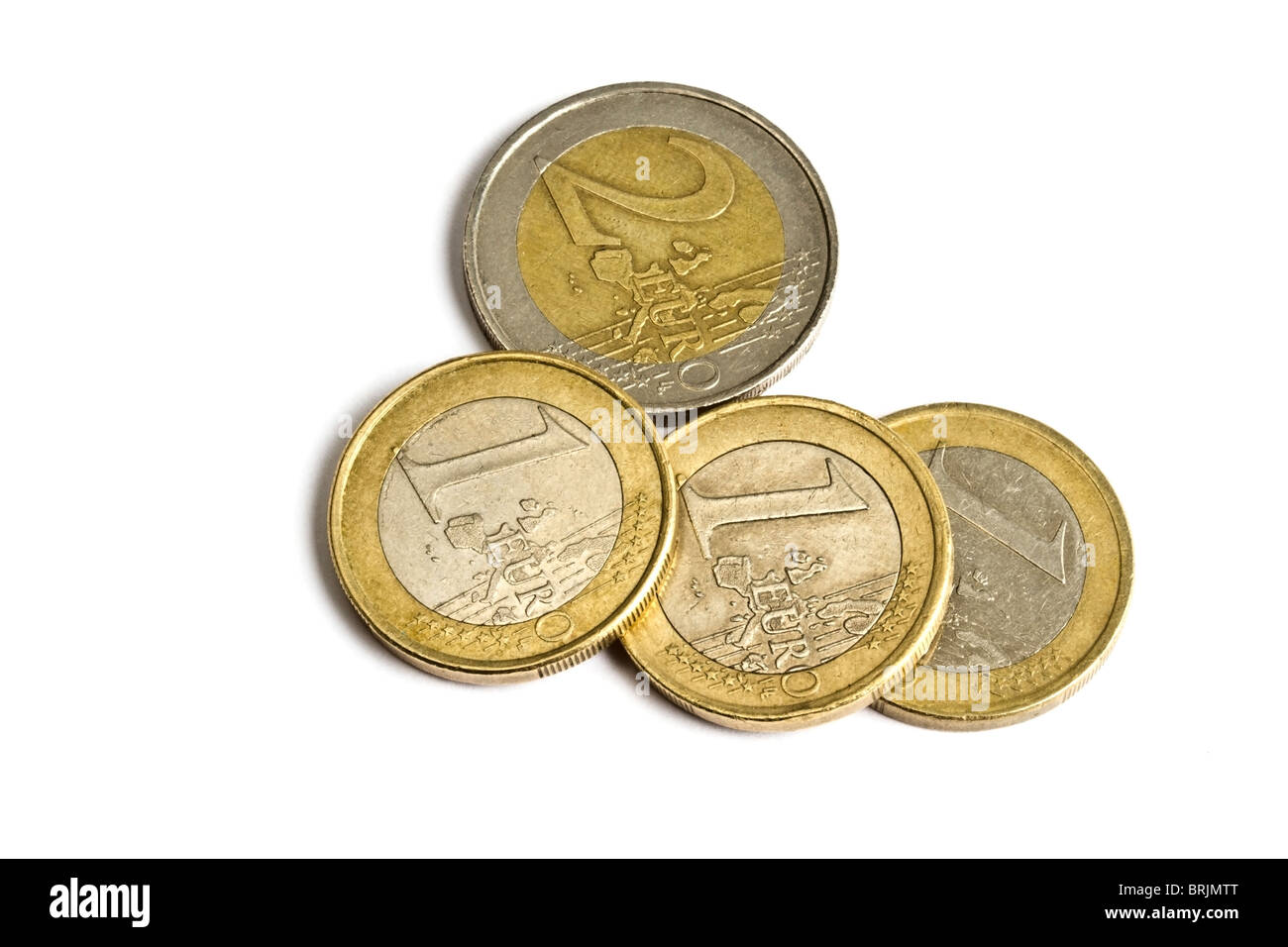 Euro coins isolated on white background Stock Photo - Alamy
