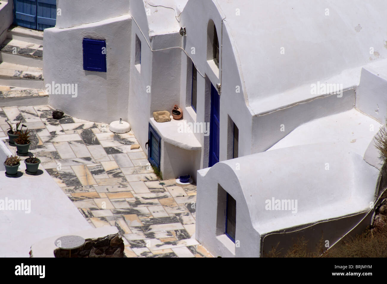 Amazing landscape view of Oia village in Santorini island. Stock Photo