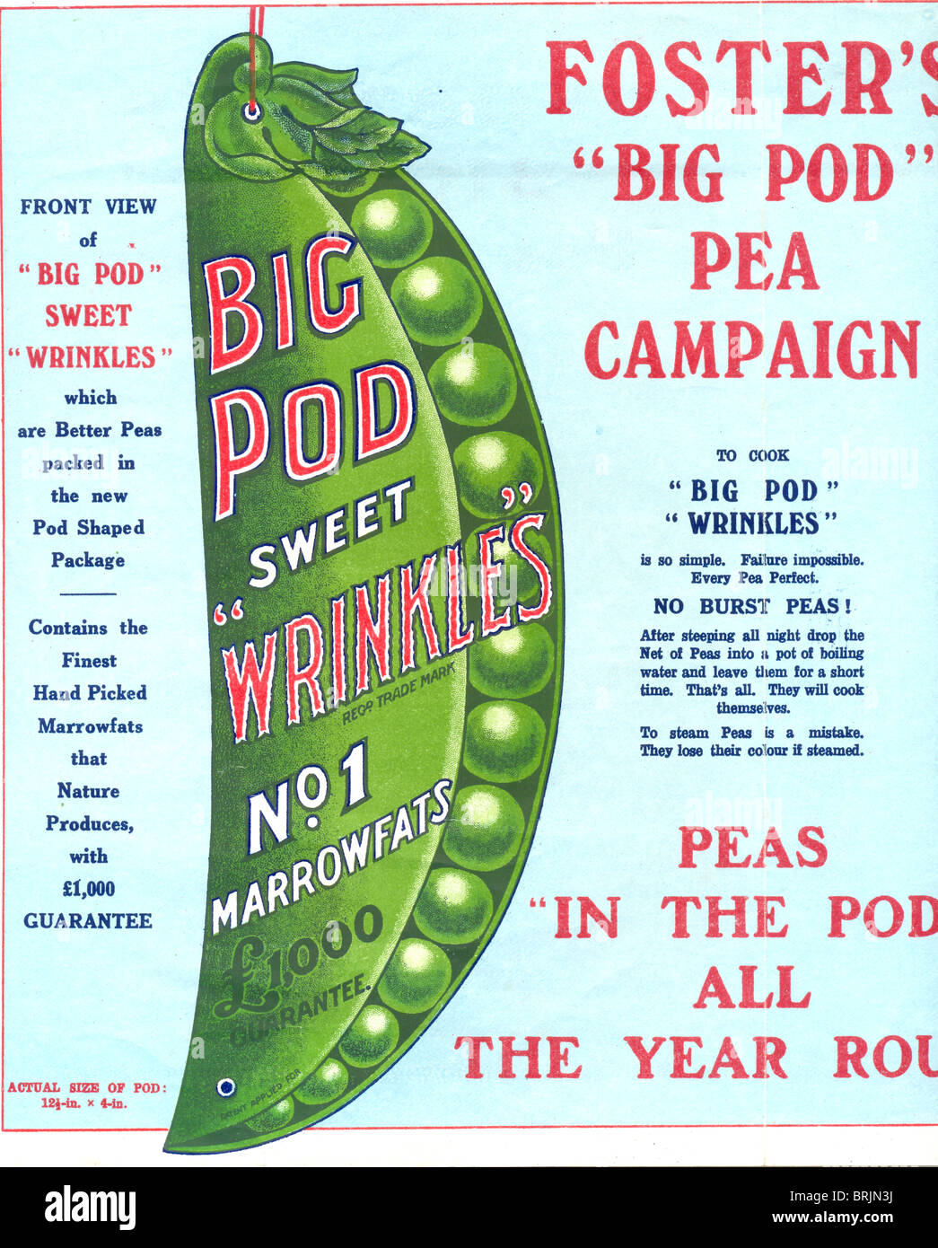 Advertisement for Foster's Marrowfat Peas Stock Photo