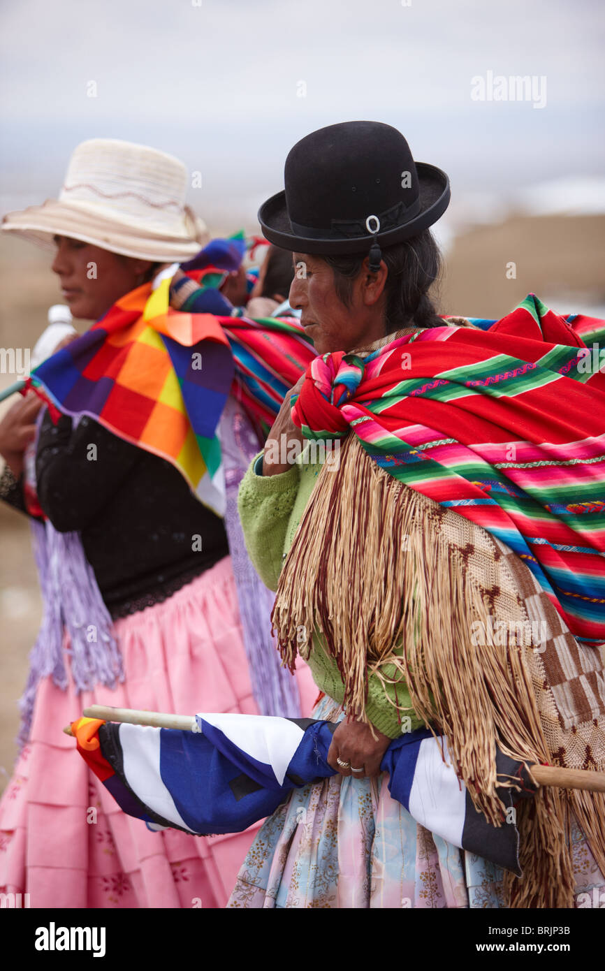 women at a political rally, La Paz, Bolivia Stock Photo