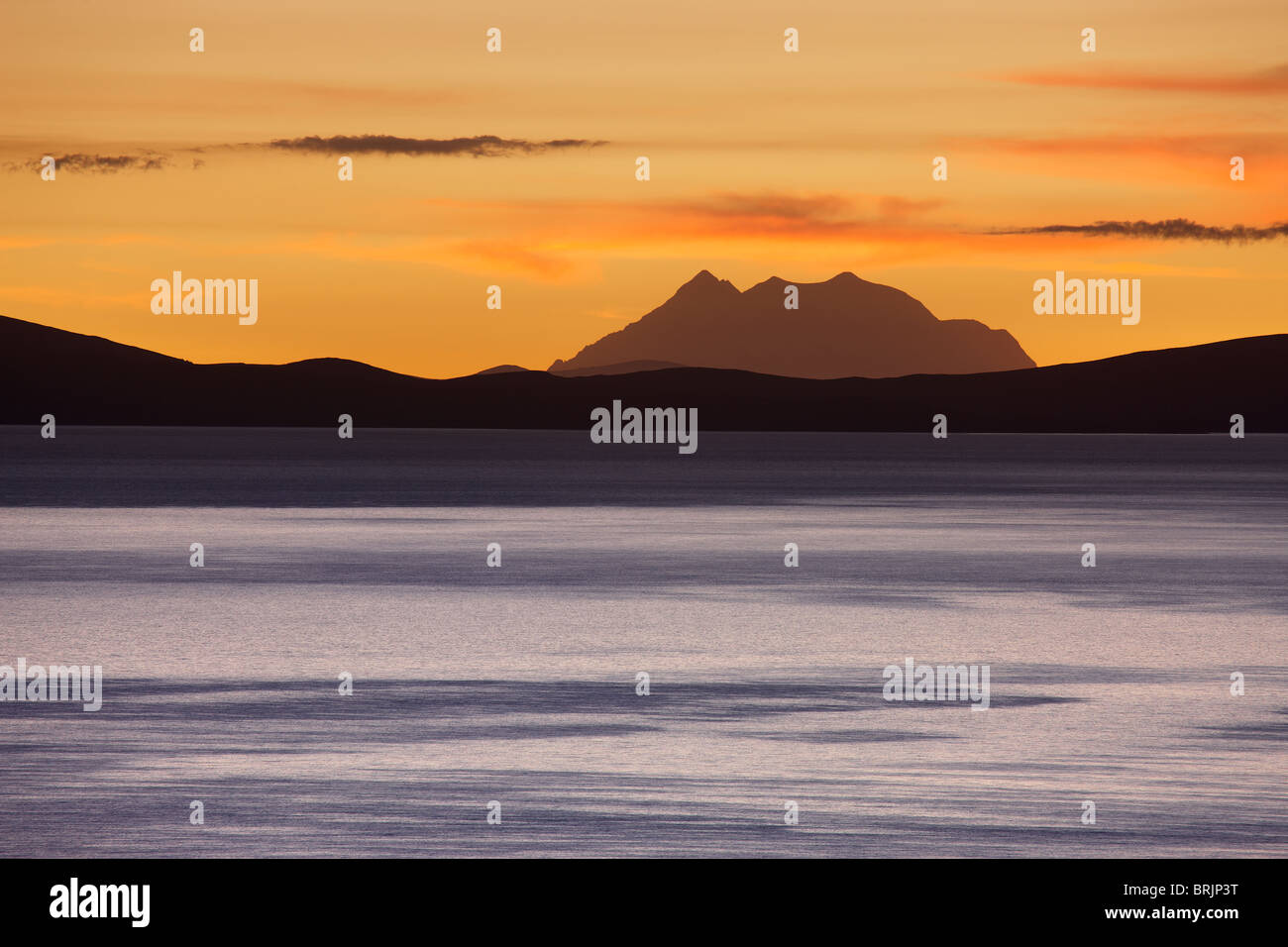 the Cordillera Real in the Andes from  at dawn, Bolivia Stock Photo