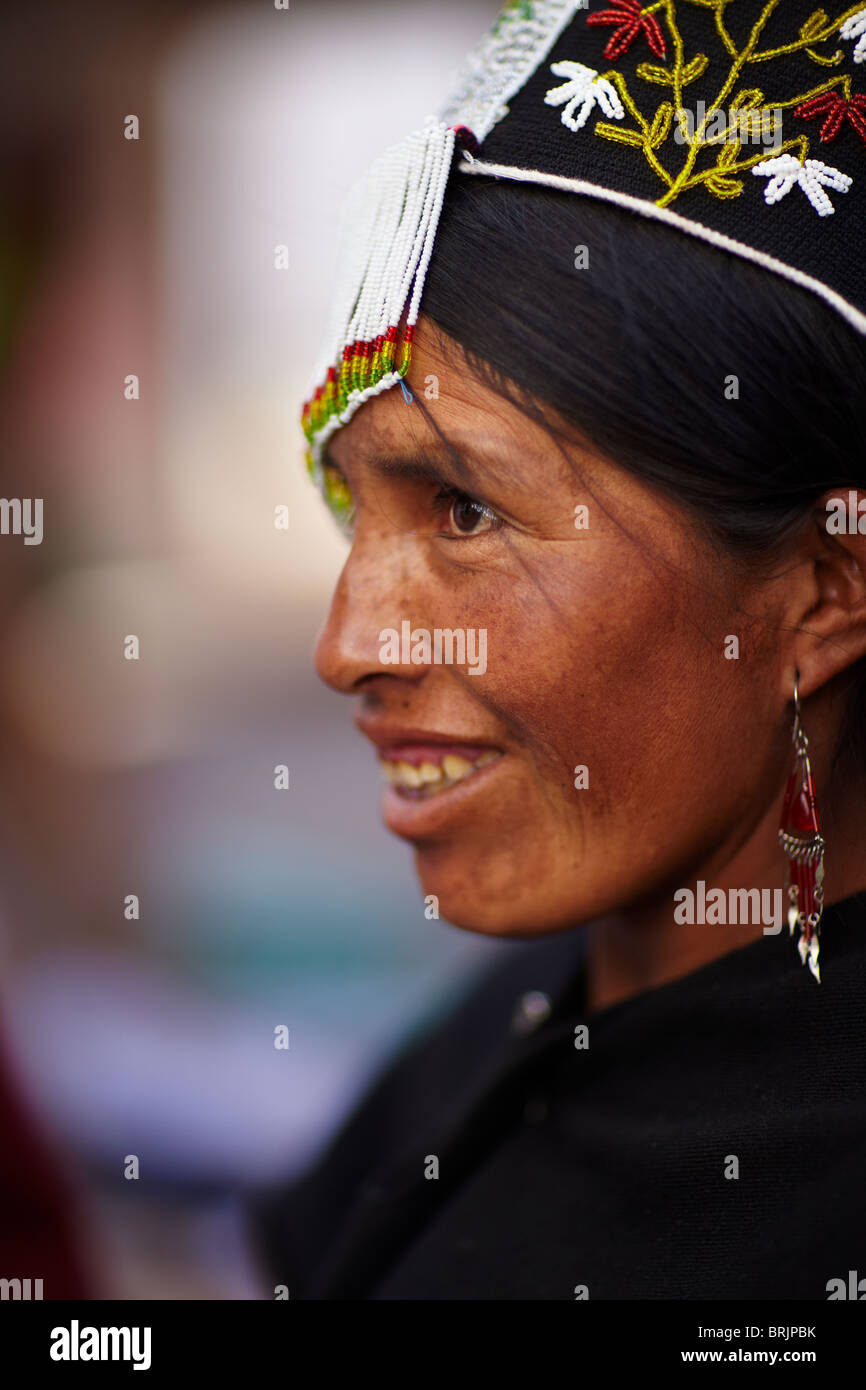 a woman at a weaving school in Sucre, Bolivia Stock Photo